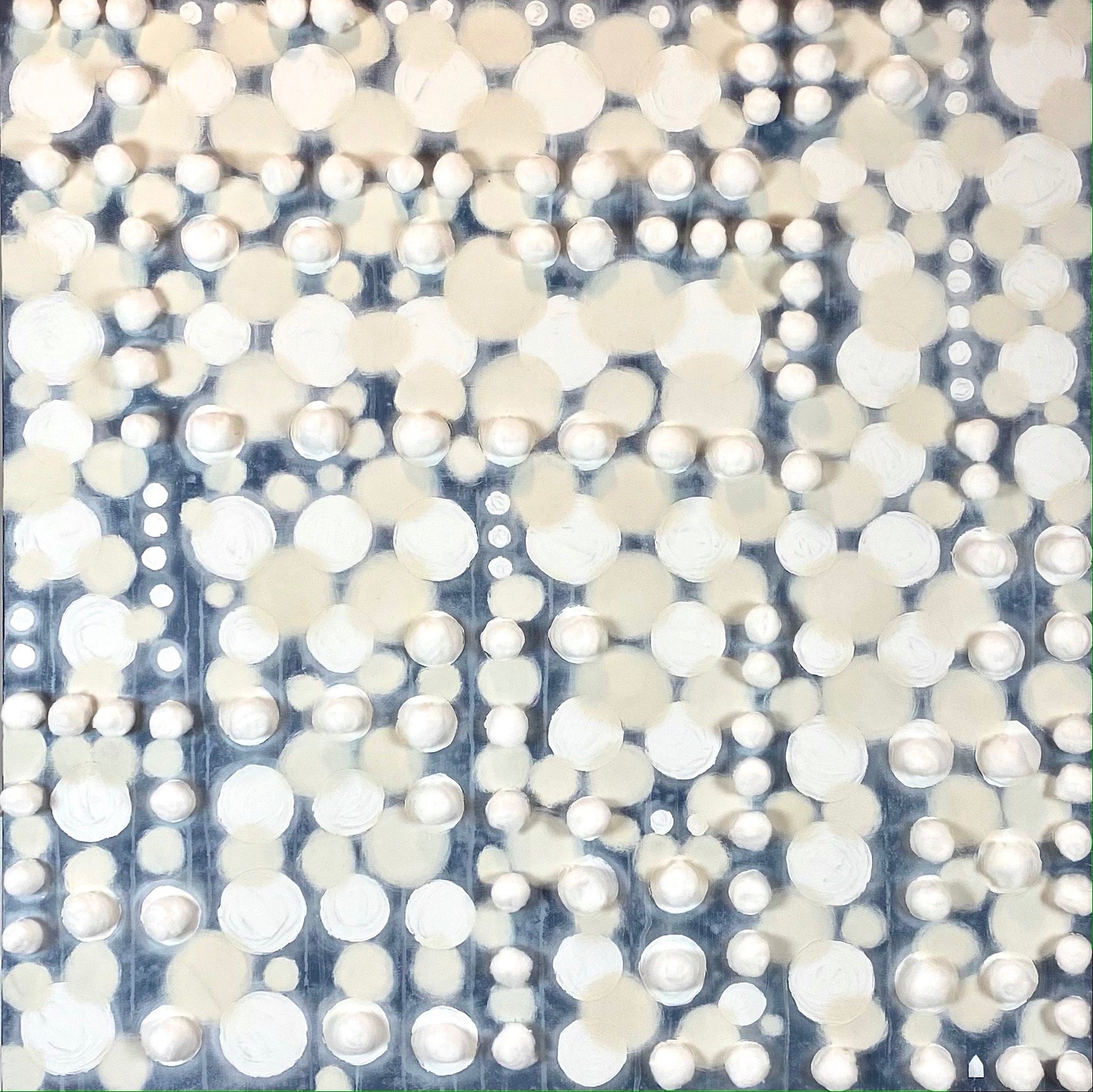 Fuzzy Dream | 36x36 | acrylic, gesso and cotton balls on canvas