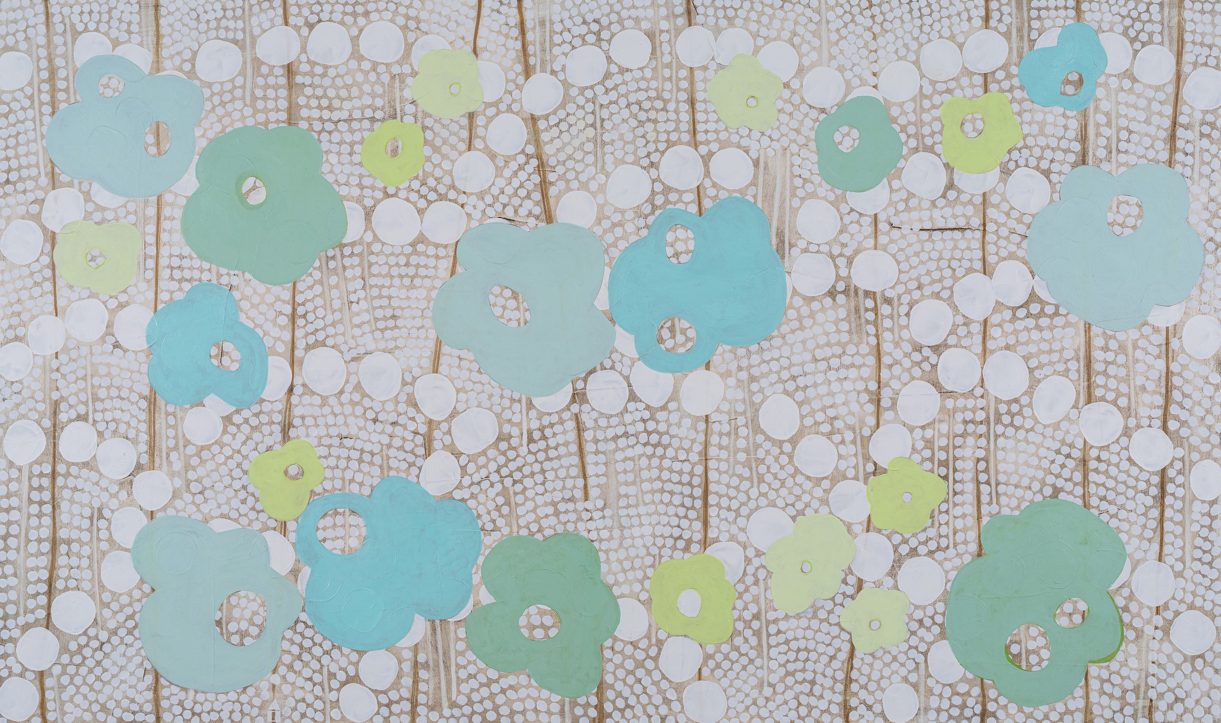 Unexpected Blooms | acrylic & gesso on canvas | 36x60 inches