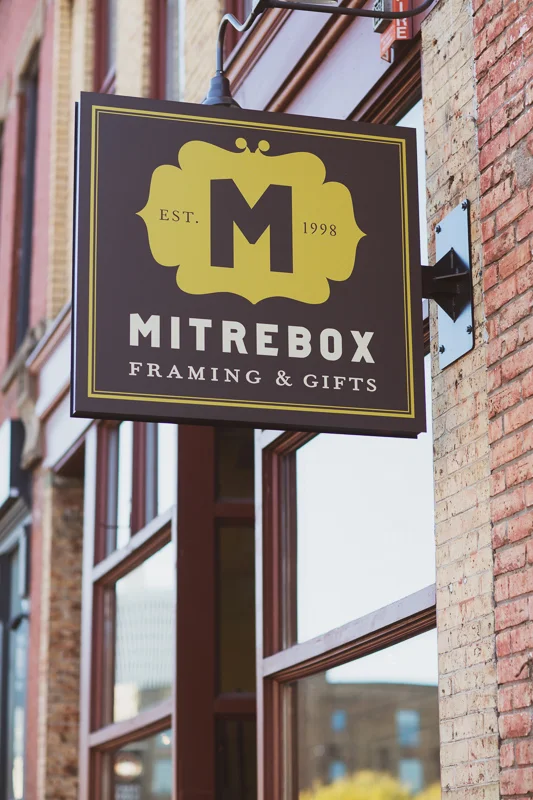 Mitrebox Framing studio. The North Loop frame shop in the heart of Minneapolis.