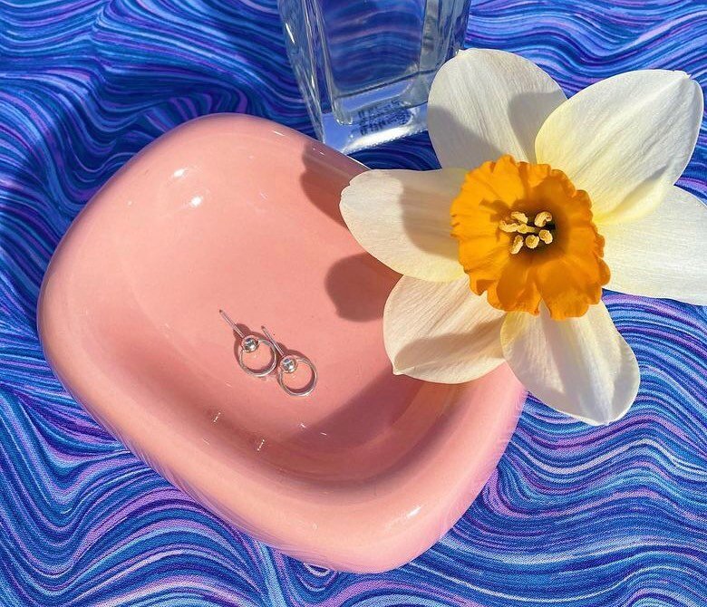 Hello! Back from a little Instagram spring break 🌼 loving this sweet photo of our Who&rsquo;s There Studs by our friends at @darlingdistraction 💖