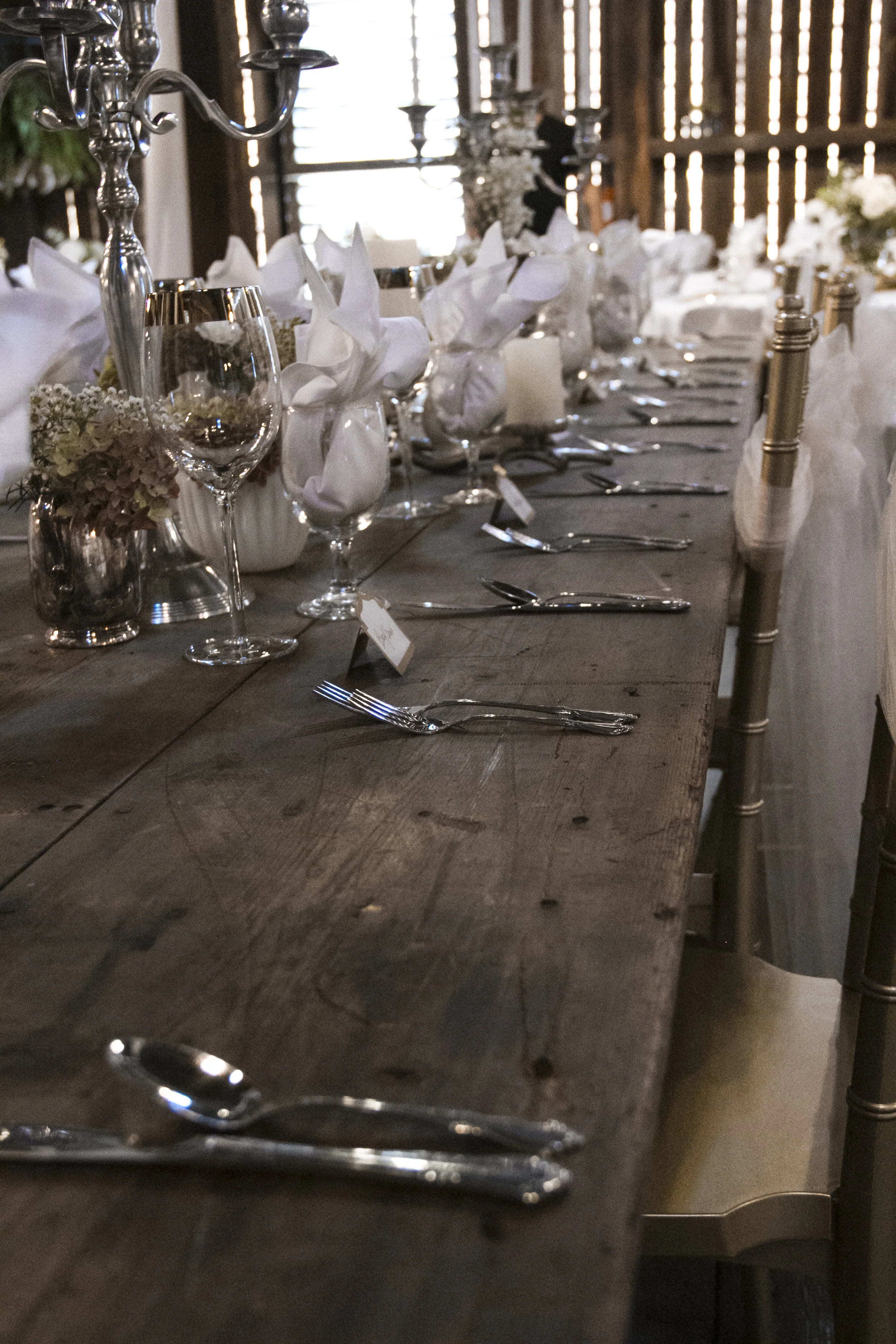 Flatware and Farmhouse table rentals