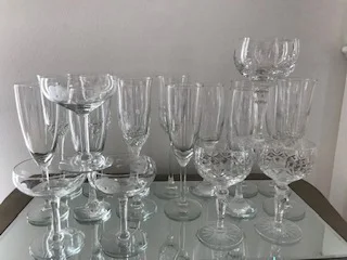 Glasses Champagne flutes and saucers.jpg