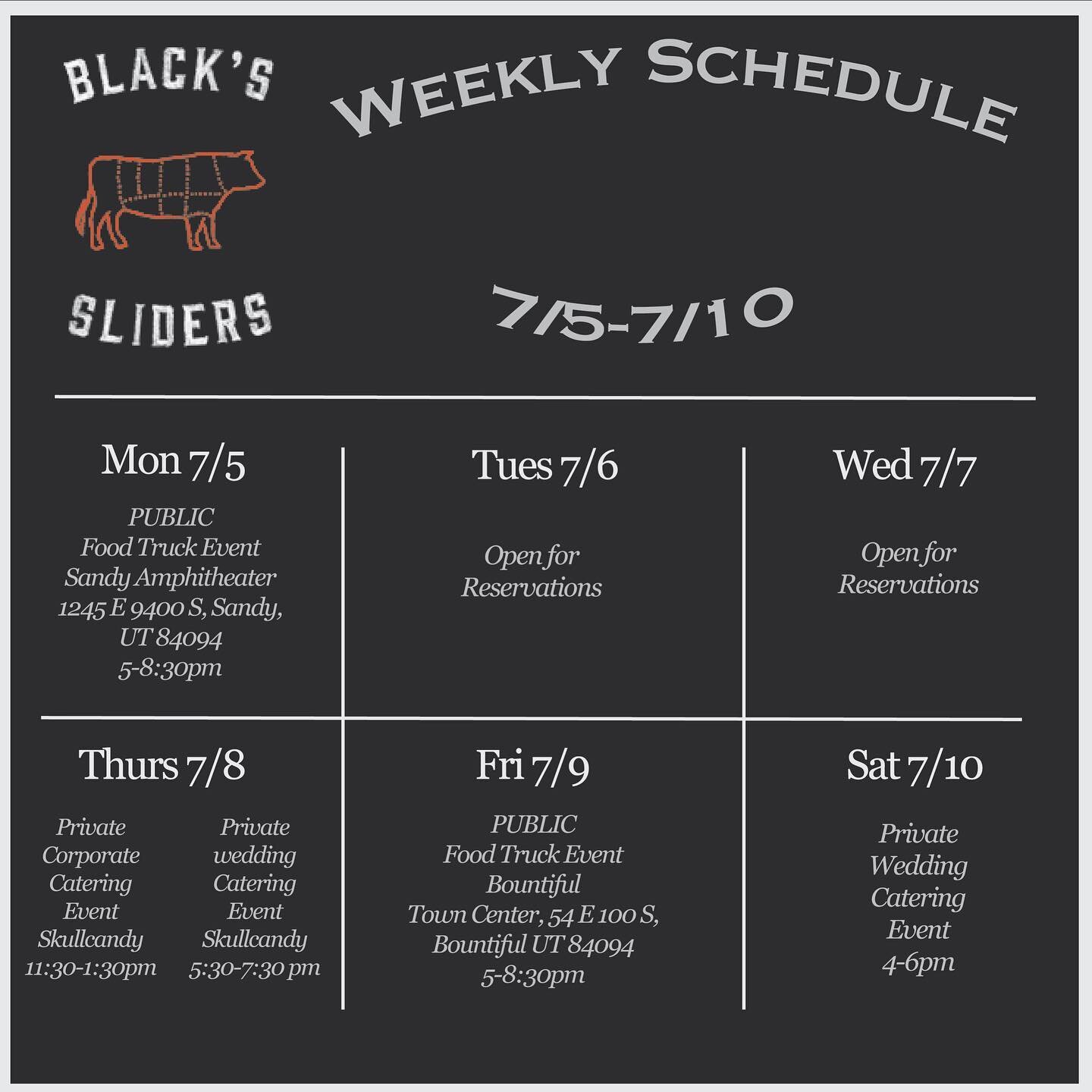 SANDY AND BOUNTIFUL PUBLIC EVENTS! Be there or BE square! We cannot wait to serve everybody!

#blackssliders #food #foodtruck #utah #love #utahfood