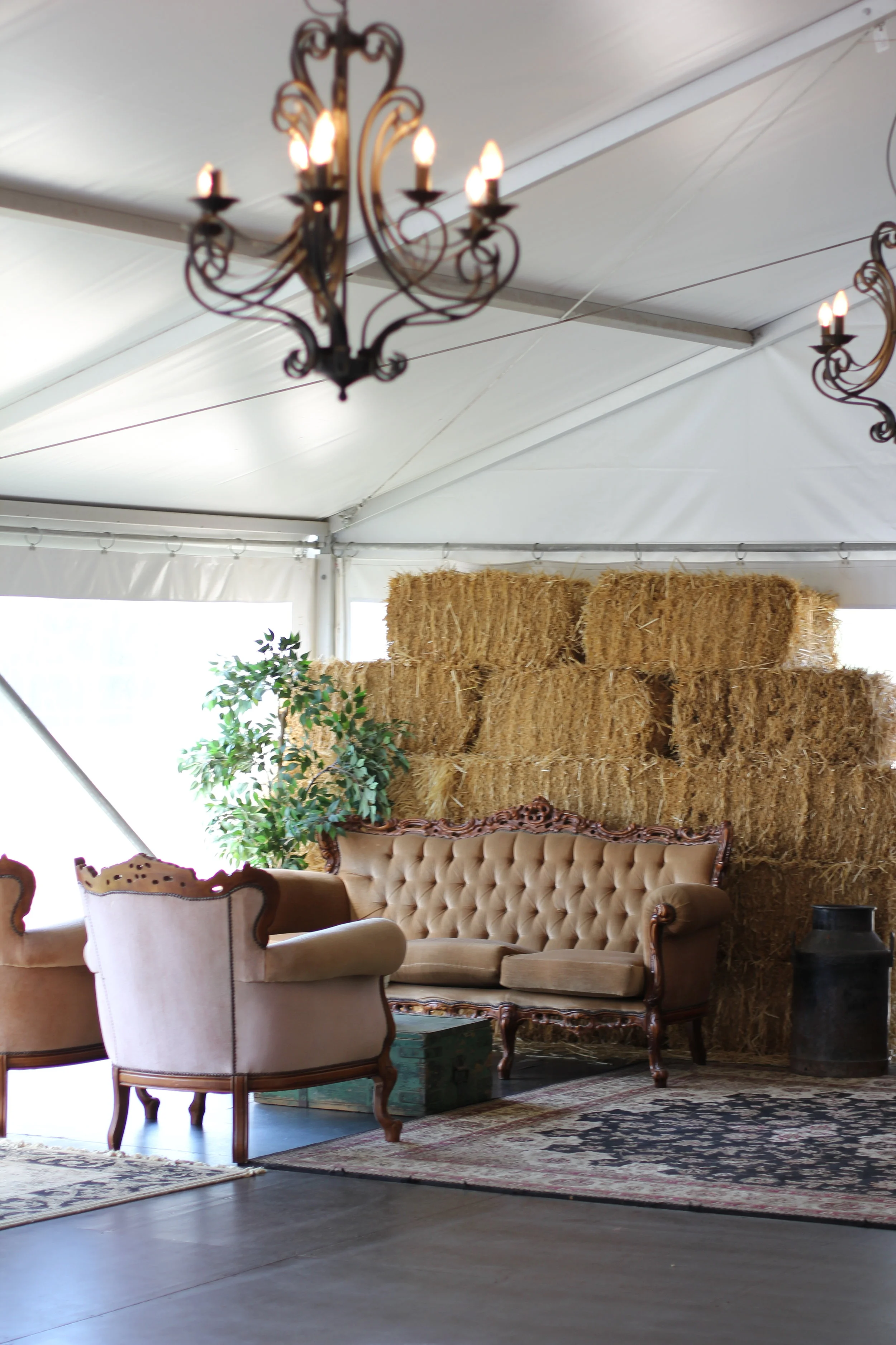 Our Dance marquee looking both rustic and comfy!
