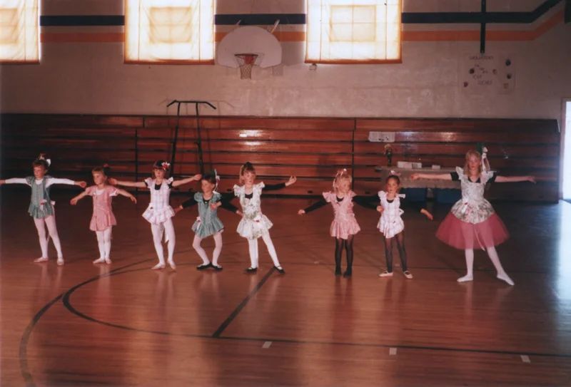Little ballerina Ciara in kindergarten; pictured second from the right.