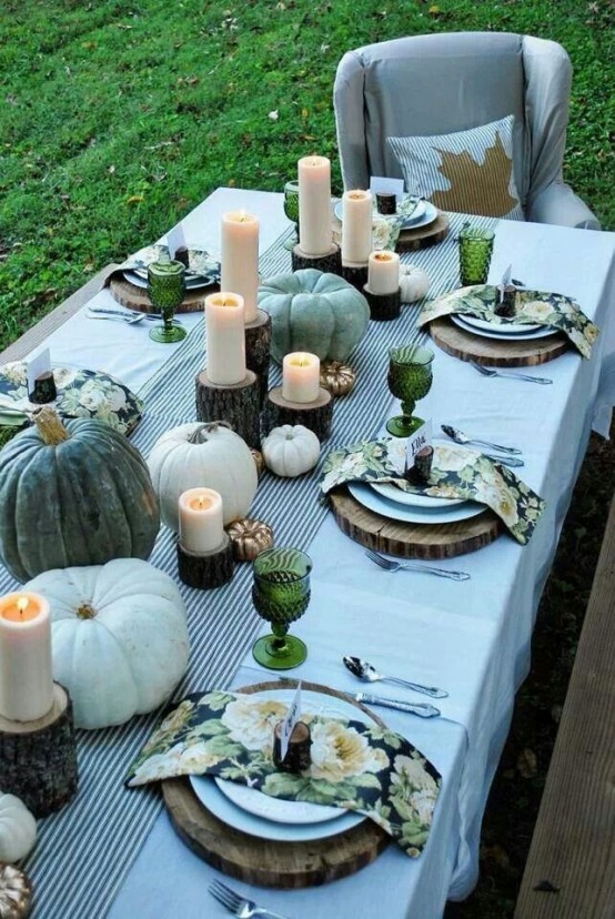 Green-glasses-floral-napkins-and-black-and-white-striped-table-runner-for-thanksgiving-table-decor-ideas-in-green-yard-for-ideas.jpg