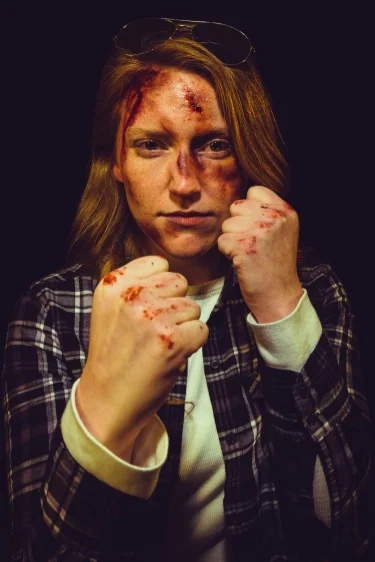 Annie as "Lady Red"; Special Effects Makeup by: Corey Elmore