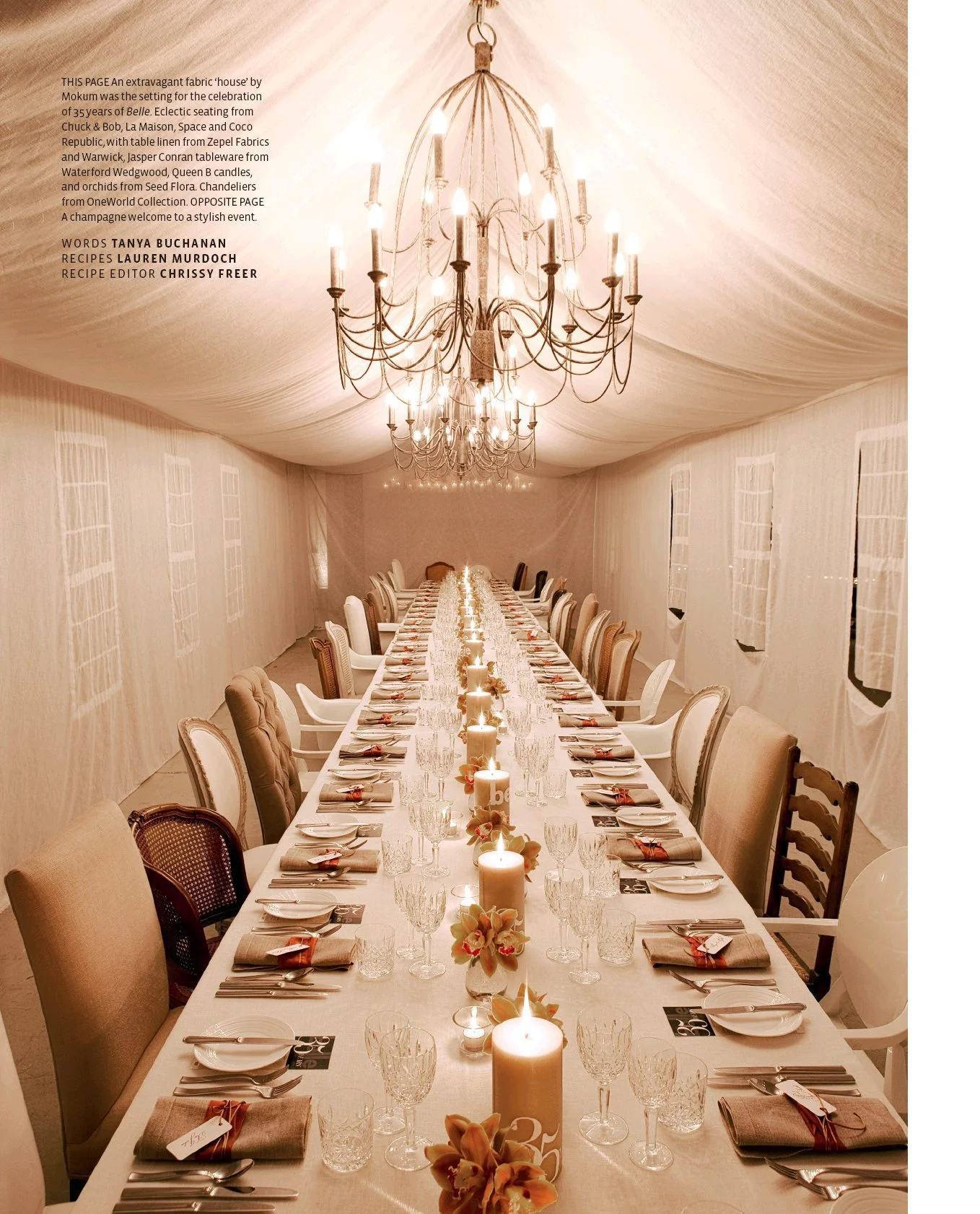Belle magazine 35th birthday dinner. Styled with Imogen Naylor
