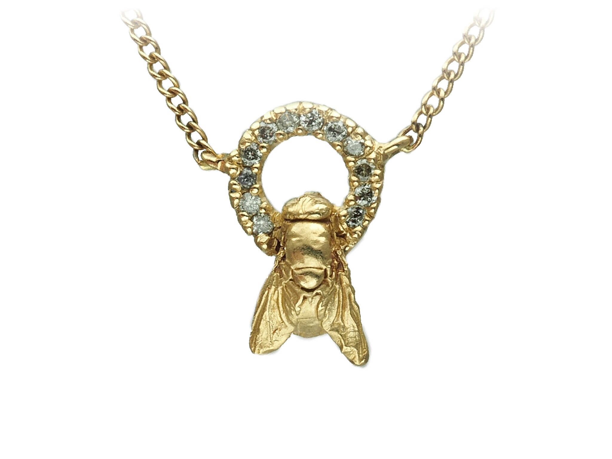 Fly with Diamond Halo Necklace