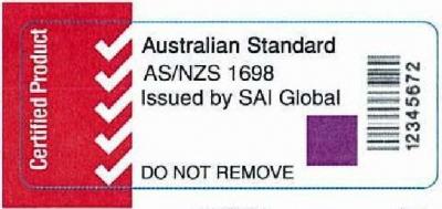 Look for this sticker on the back base of the helmet