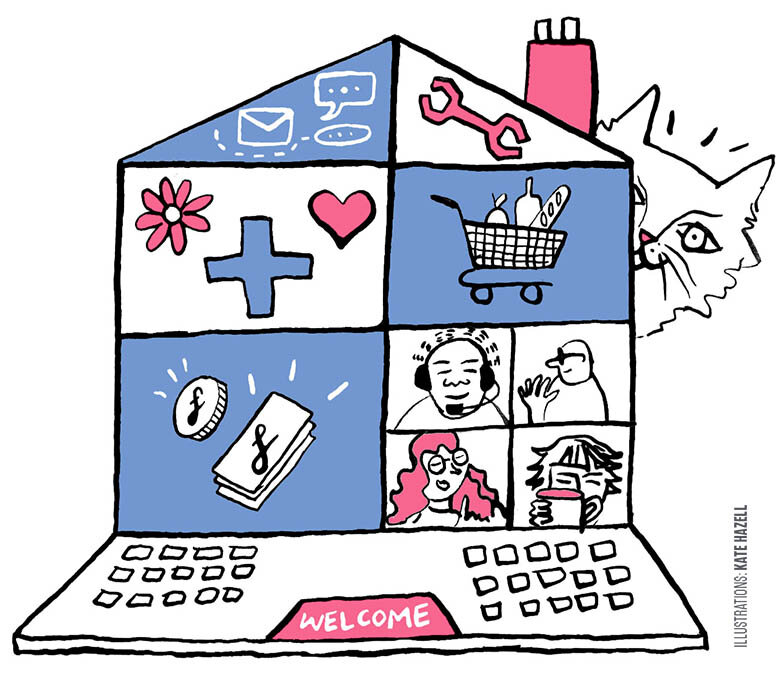 Laptop House - home working illustration