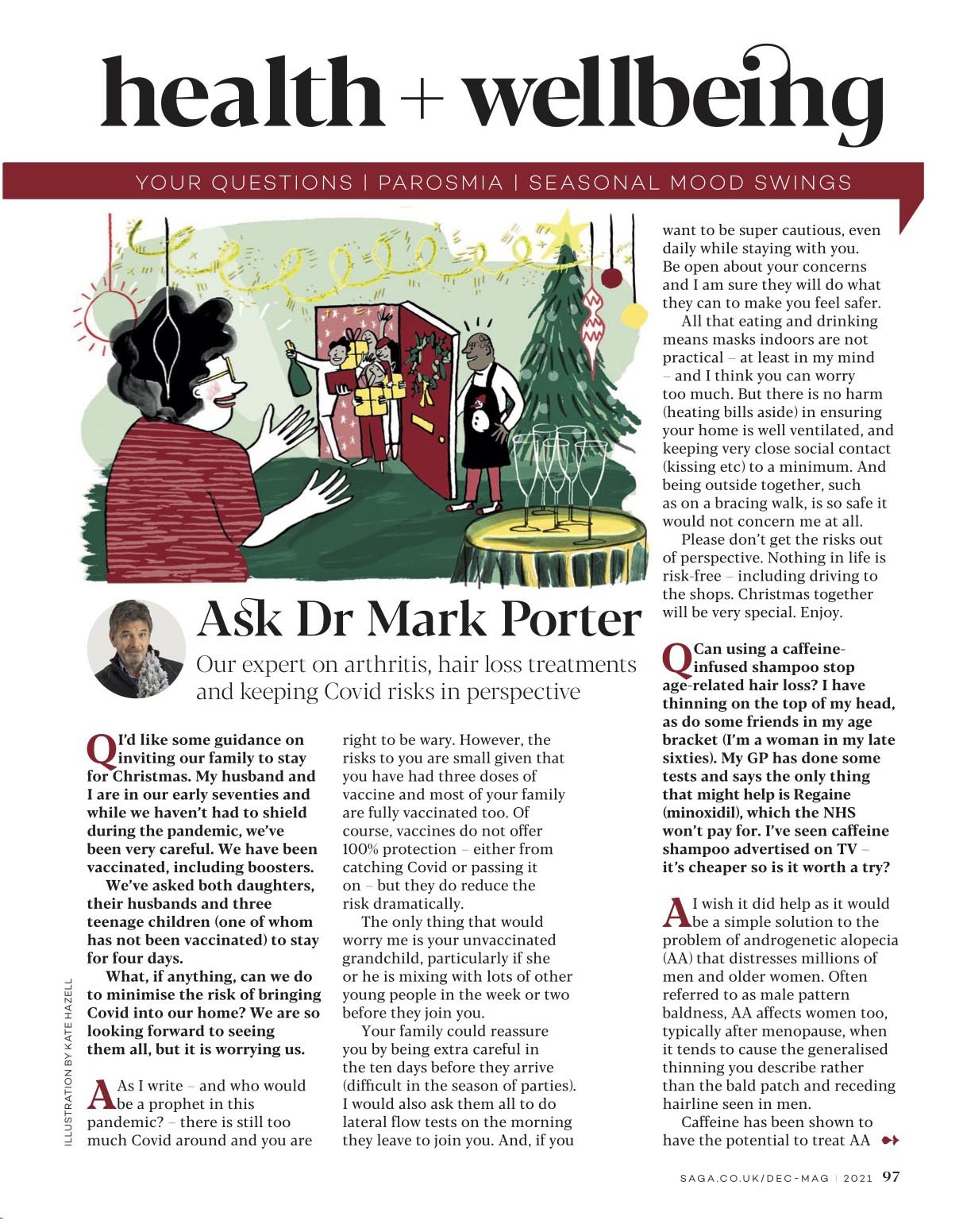Illustration for Dr Mark Porter's article in Saga magazine December 2021