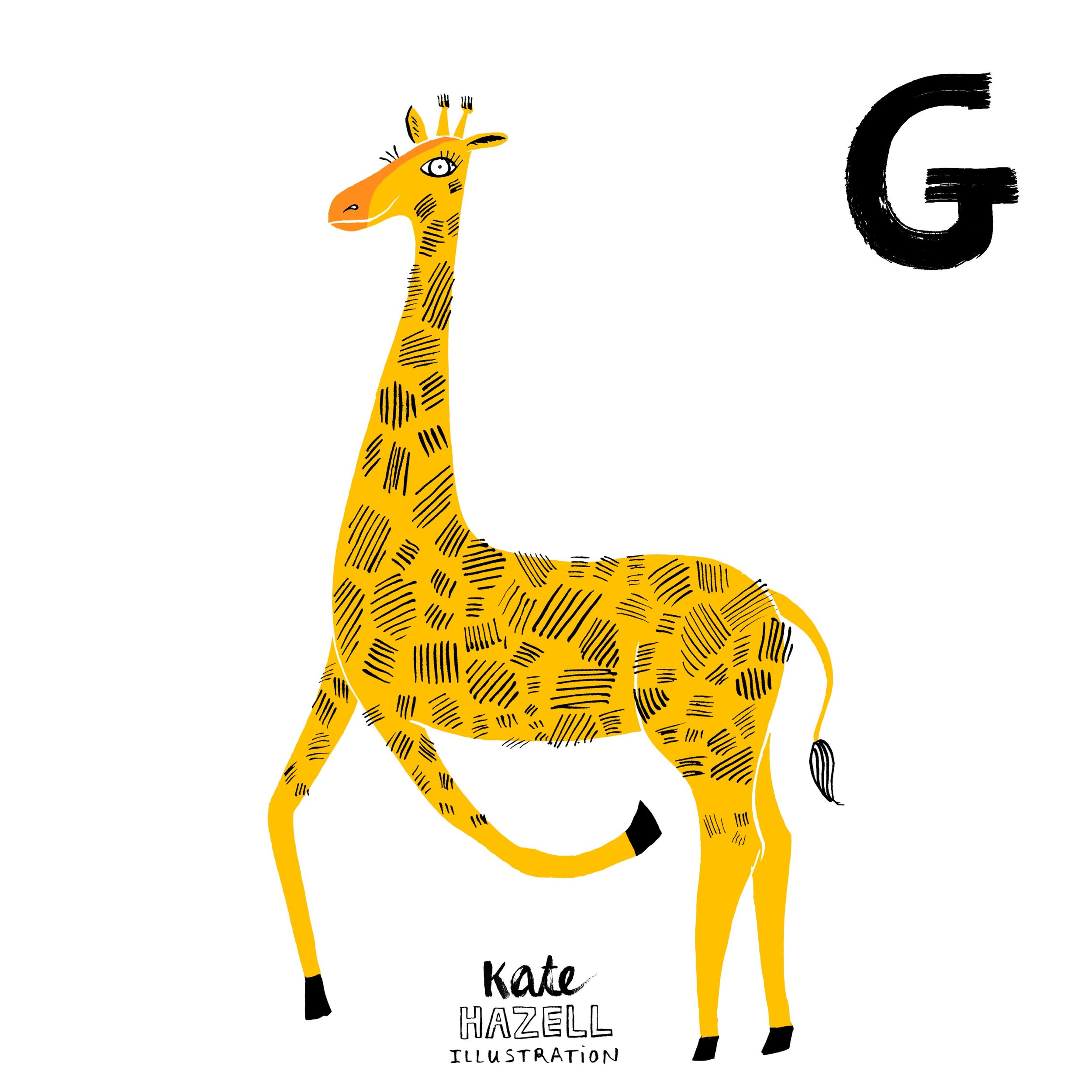 G is for giraffe.  Illustration for animal alphabet