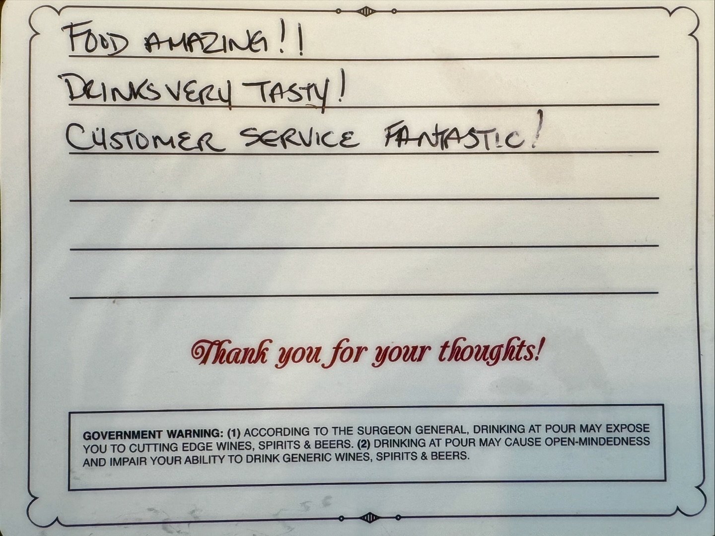 Some nice comments from happy customers last night&hellip;#grateful #happy #customerservice #hospitality #keepitsimple #fridaynight #fridayvibes #winebar #cocktails #datenight #datenightideas #westchester #mtkisco #bestkeptsecret #hudsonvalleyny