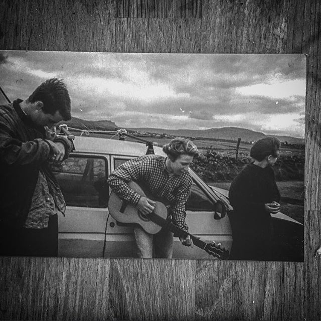 Print from way back,Winter '95. Making friends by the battered ol' Ford Fiesta that took us from Kernow to Ireland,on the first mission in a lifetime of journeys of all kinds on the Emerald Isle.
