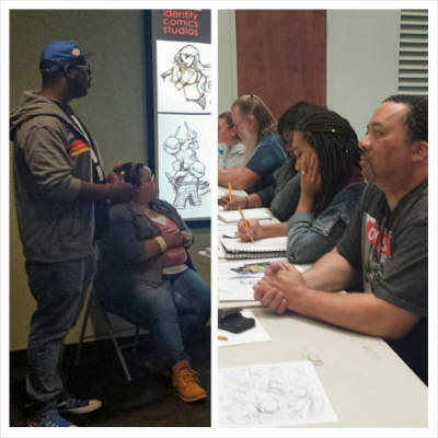 Jerry and Penelope Gaylord speak to the audience about working in the comic book industry. 