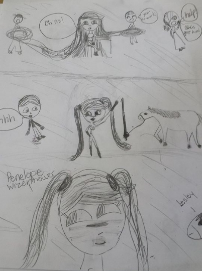 A comic strip starring the class's new superhero.
