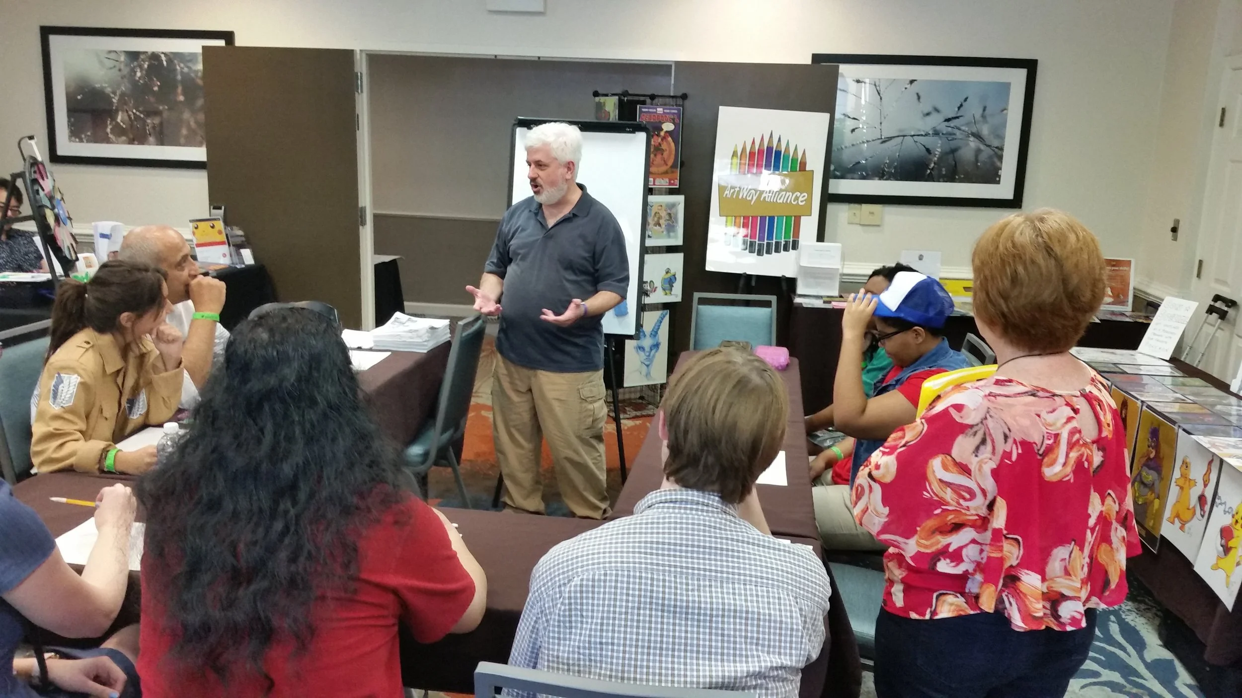 Charles Sellner instructing students during his "What Makes a Hero?" workshop.