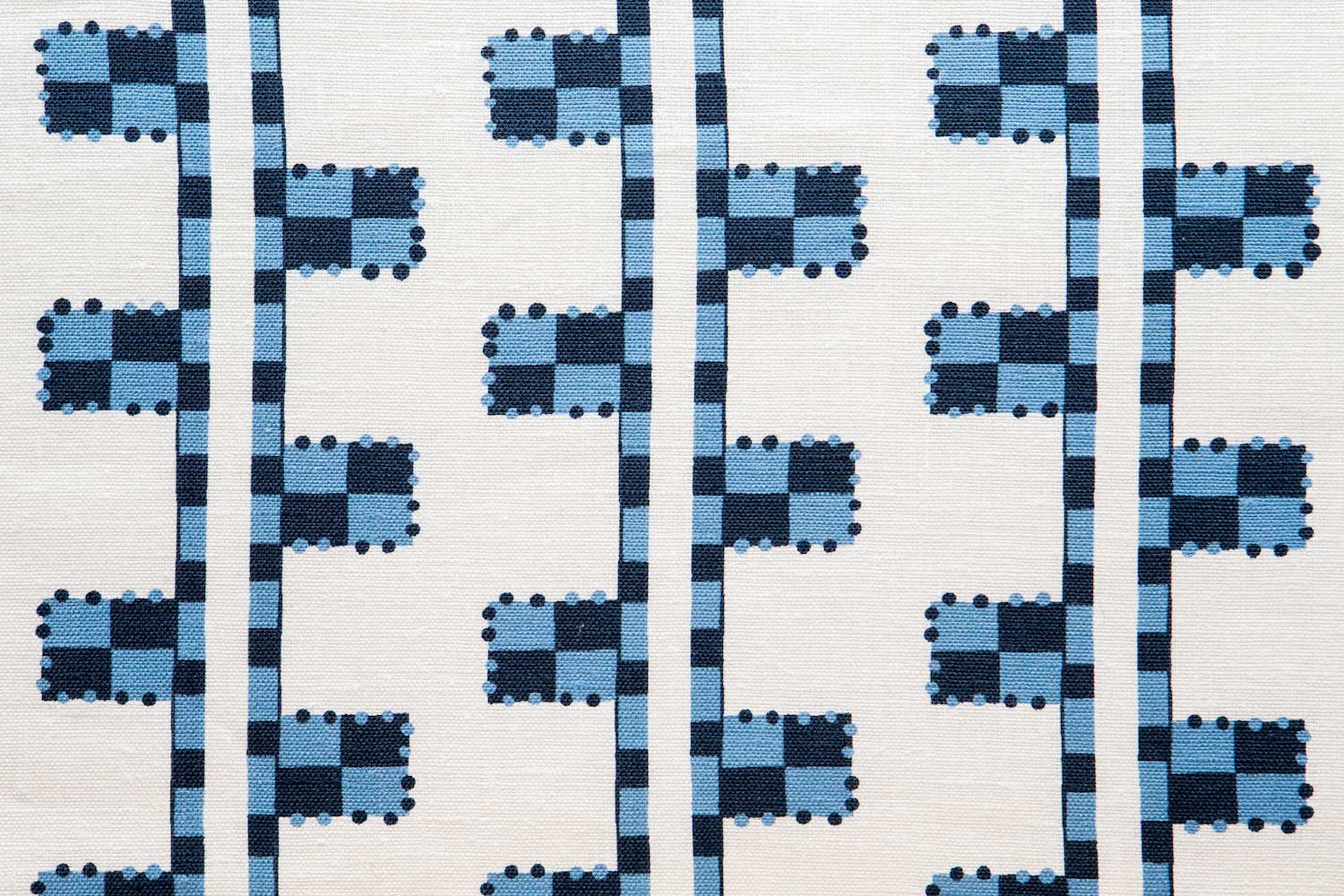 Abbot Atlas karpathos ladder blue fabric linen printed