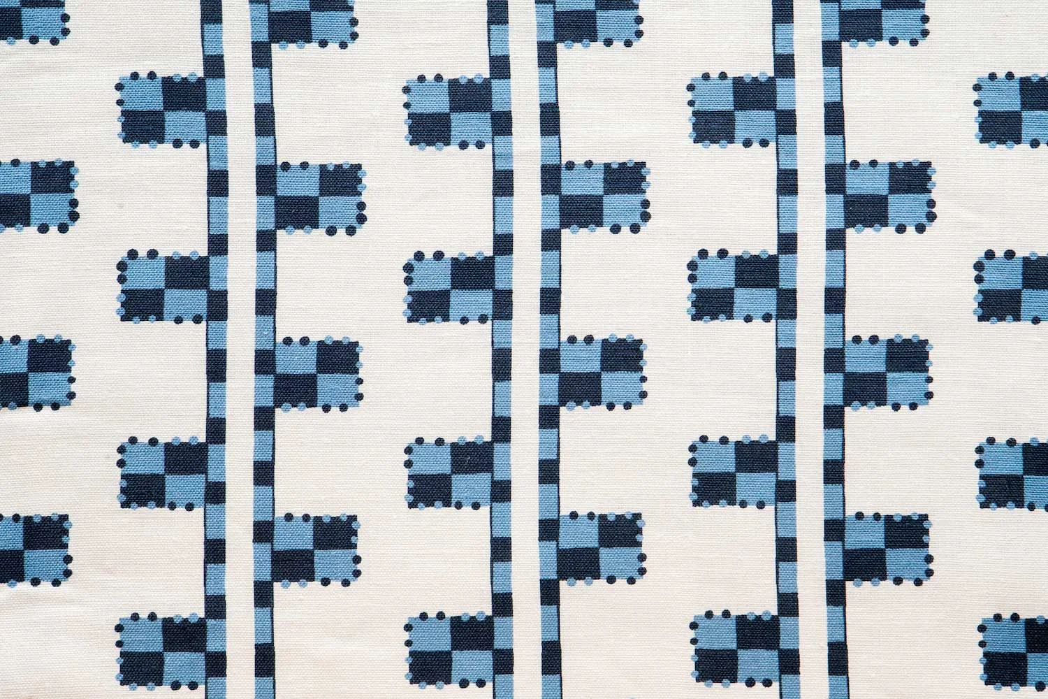 Abbot Atlas karpathos ladder blue fabric linen printed