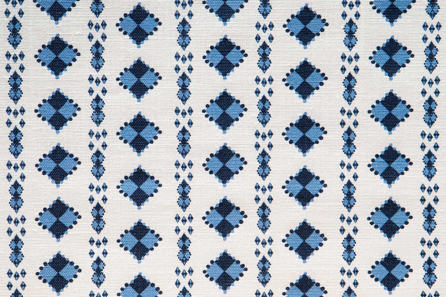 Abbot Atlas karpathos diamond blue fabric linen printed