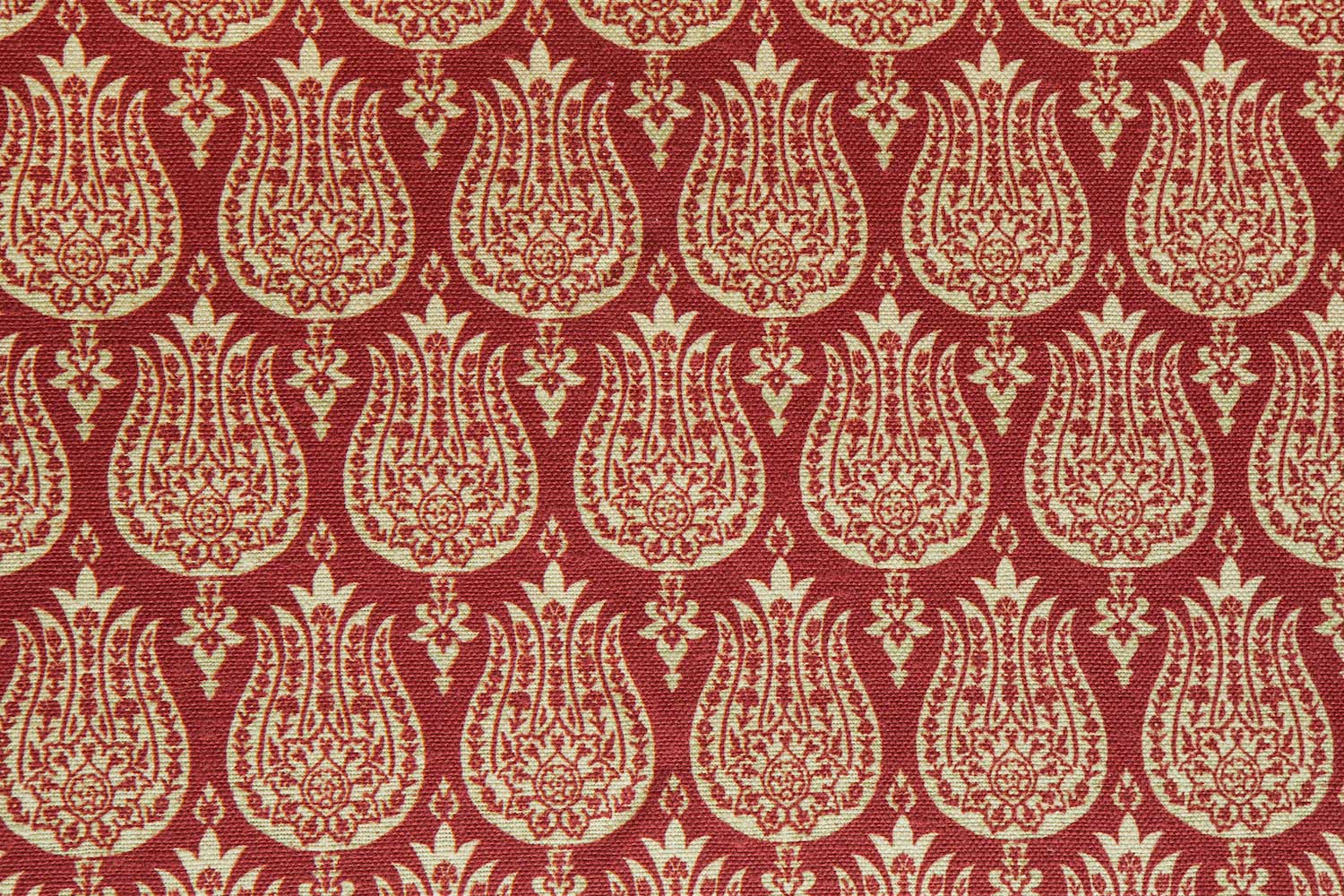 Abbot Atlas ottoman tulip red fabric linen printed