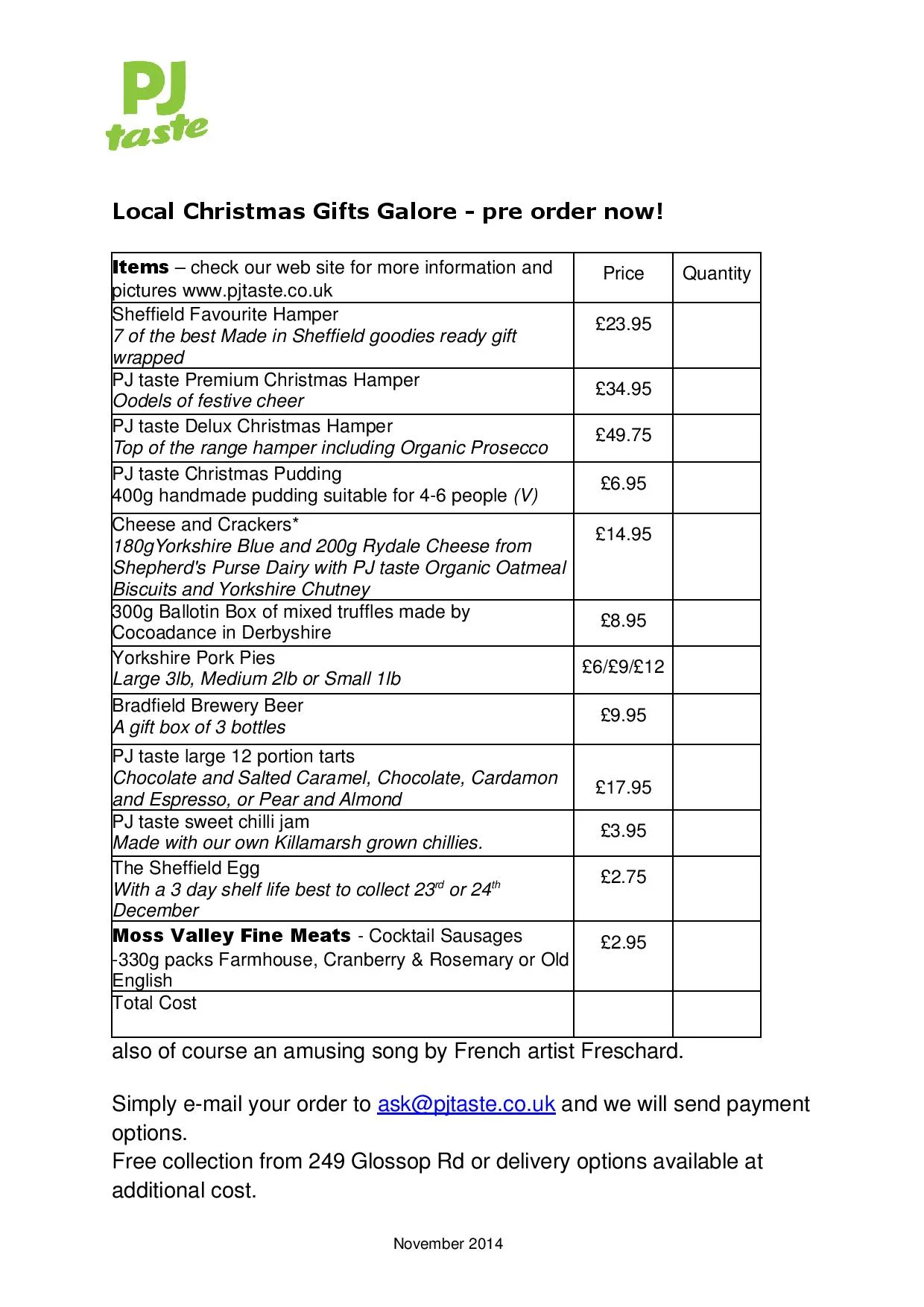 Locally Sourced Christmas Food and Drink Gifts