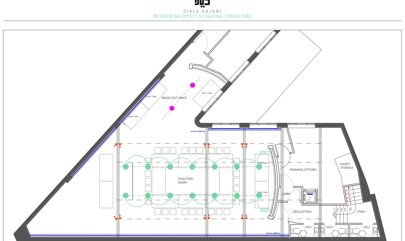 A proposed layout for pendant and spot lights