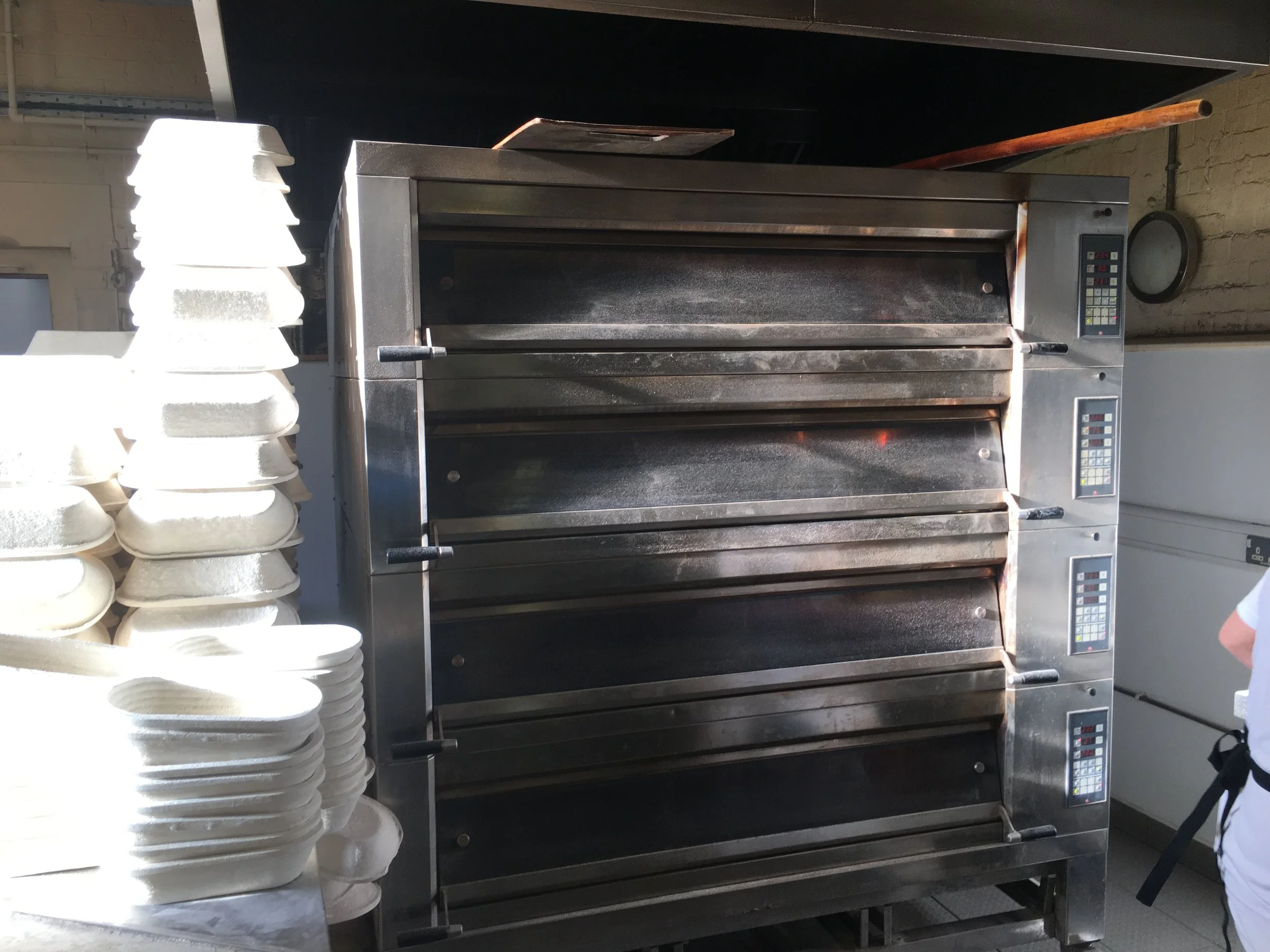 The specialist ovens which create intense heat on their decks and inject steam to create “oven lift” essential the the final rise and crust quality.