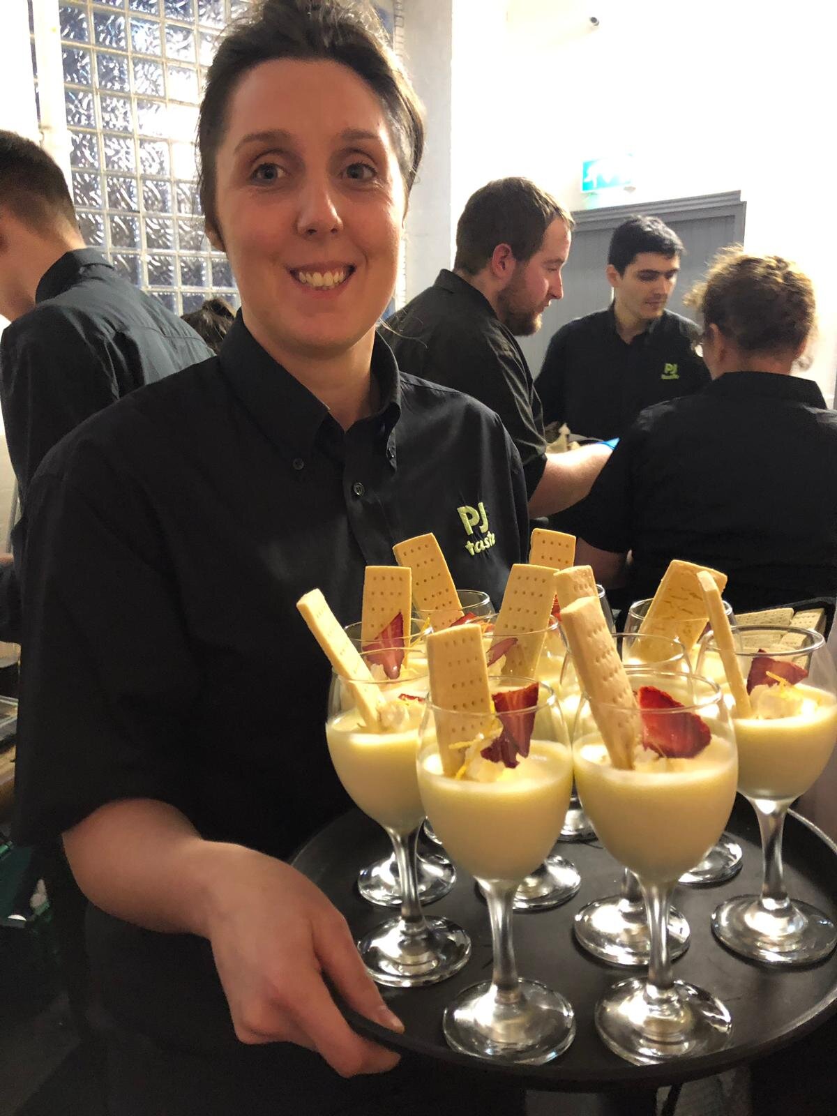 PJtaste-Staffteam-ServingLemonPosset-trafalgaWarehouse.JPG