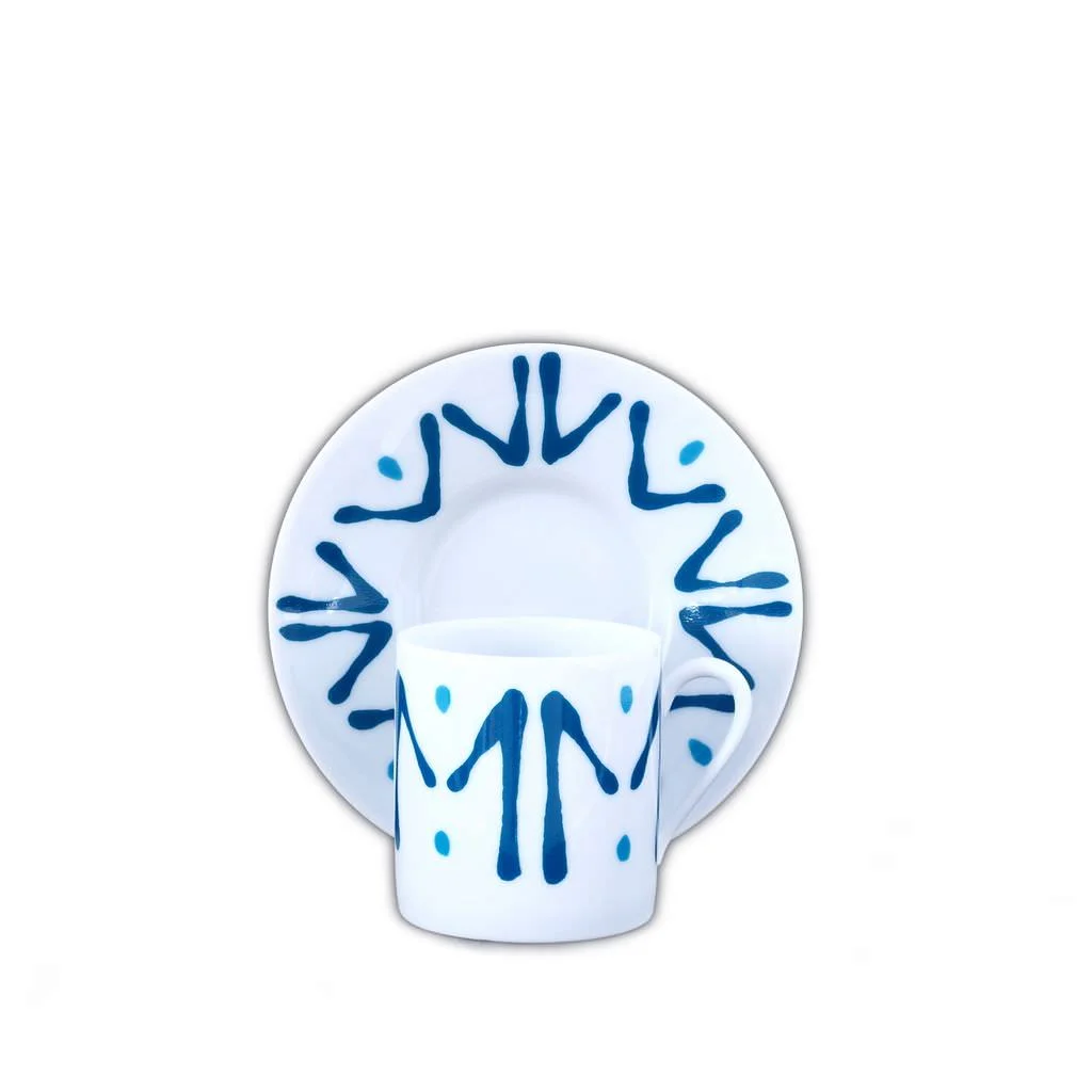 TASSE ET SOUCOUPE CAFE BLEU CANARD - DEMI CUP AND SAUCER BLEU CANARD