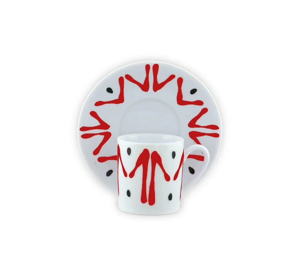 TASSE ET SOUCOUPE CAFE ROUGE - DEMI CUP AND SAUCER RED