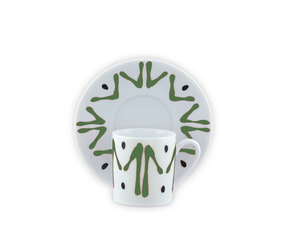 TASSE ET SOUCOUPE CAFE VERT - DEMI CUP AND SAUCER GREEN