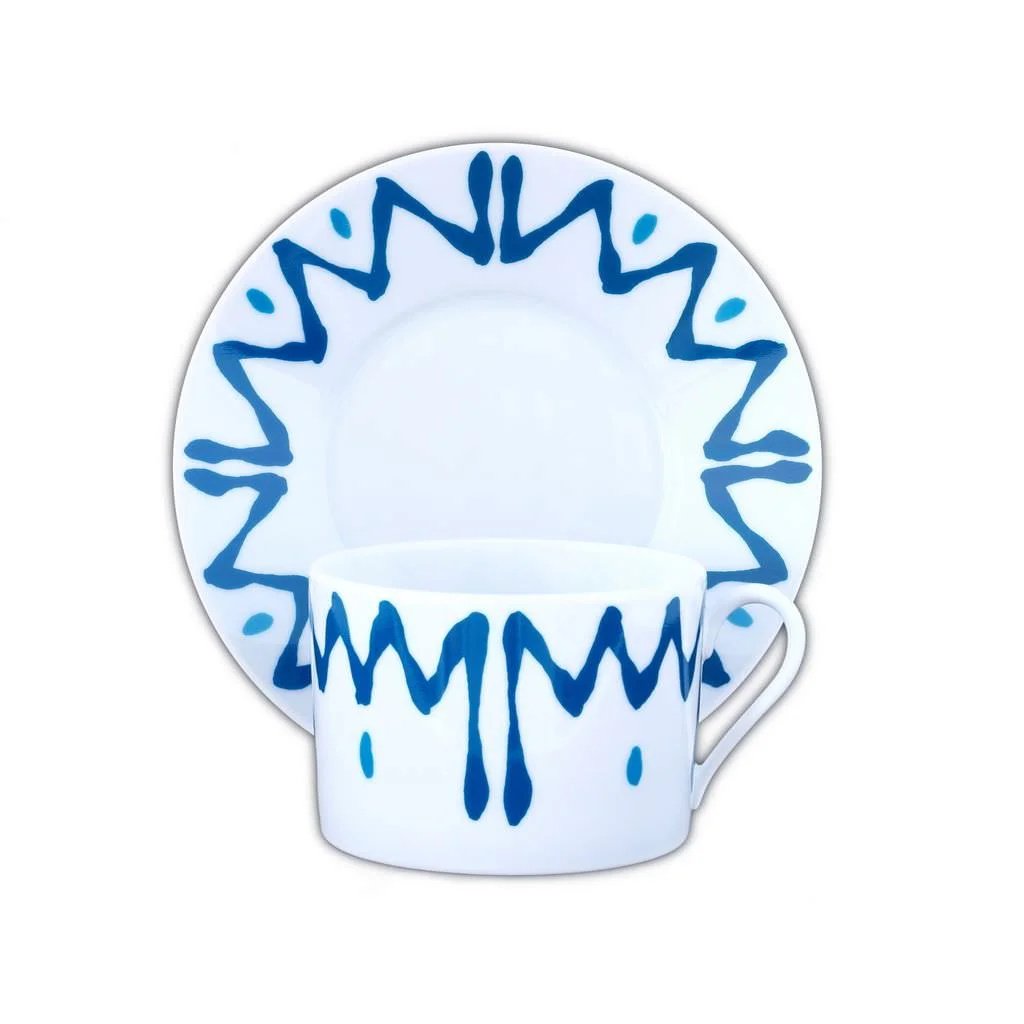 TASSE ET SOUCOUPE DEJEUNER BLEU CANARD - BREAKFAST CUP AND SAUCER BLEU CANARD