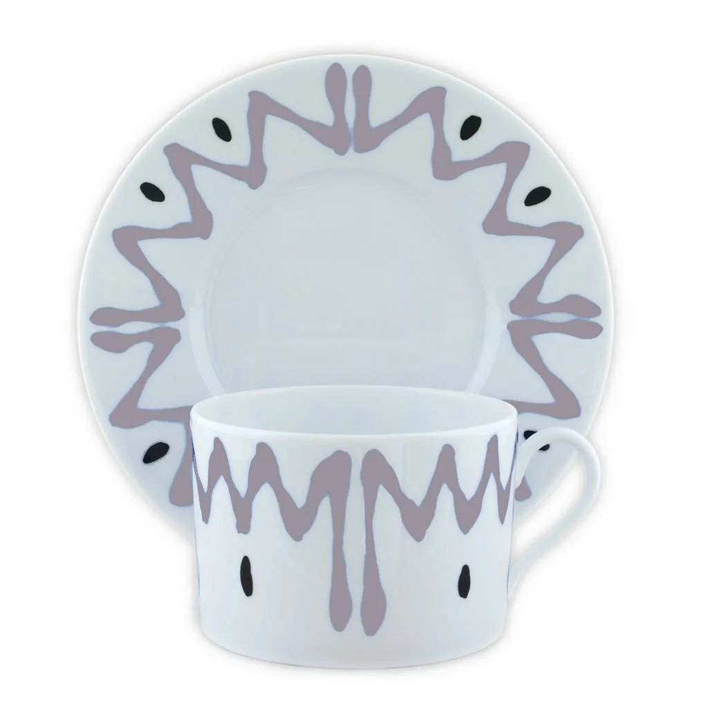 TASSE ET SOUCOUPE DEJEUNER GRIS - BREAKFAST CUP AND SAUCER GREY