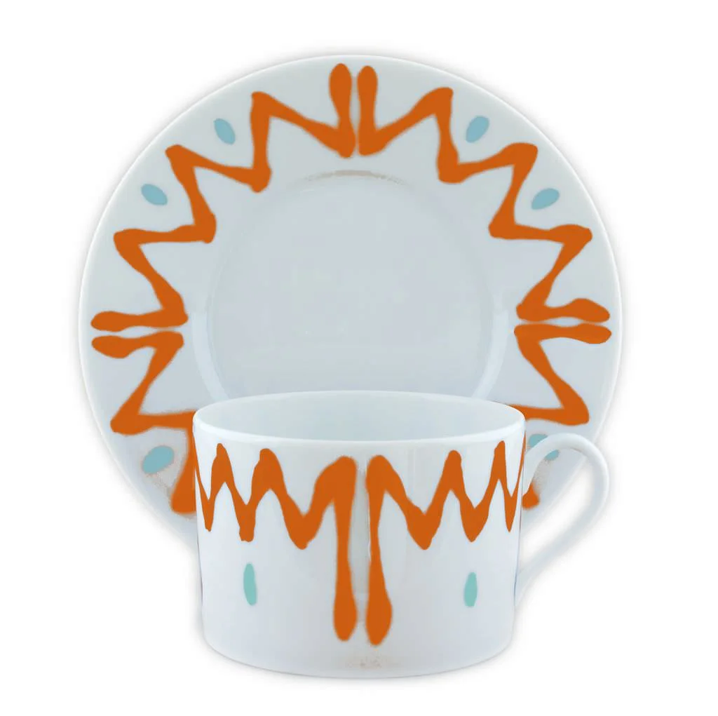 TASSE ET SOUCOUPE DEJEUNER ORANGE - BREAKFAST CUP AND SAUCER ORANGE