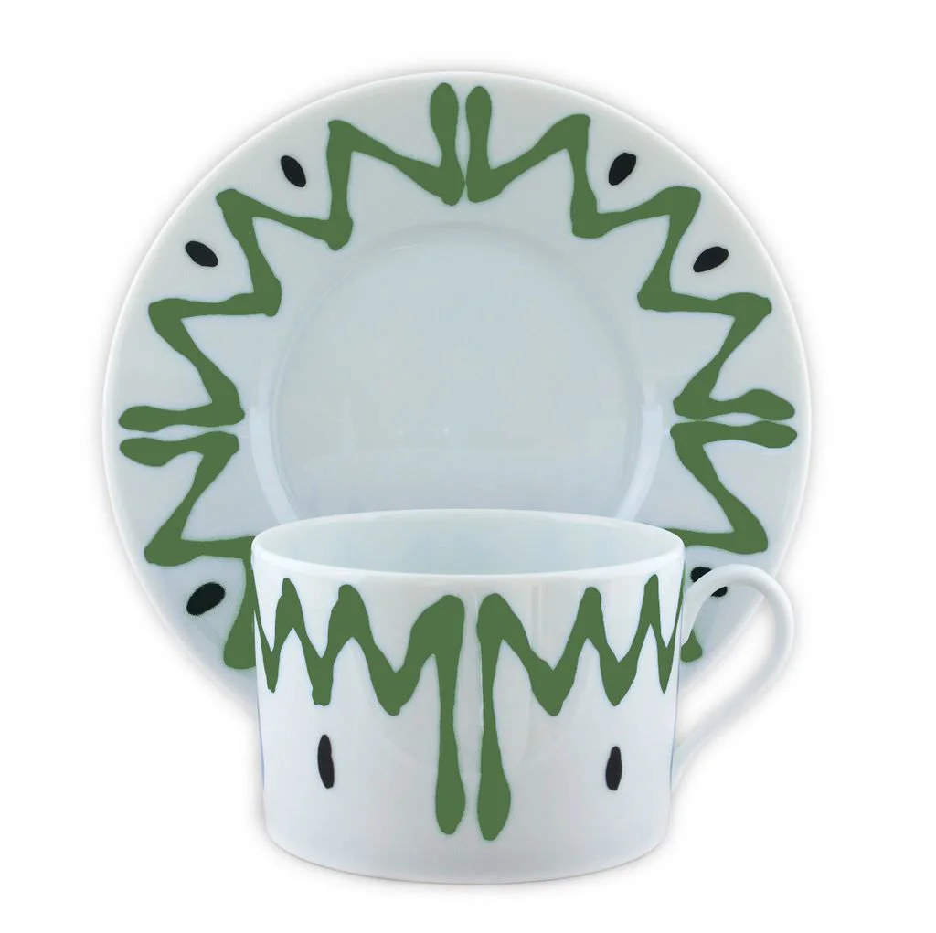 TASSE ET SOUCOUPE DEJEUNER VERT - BREAKFAST CUP AND SAUCER GREEN