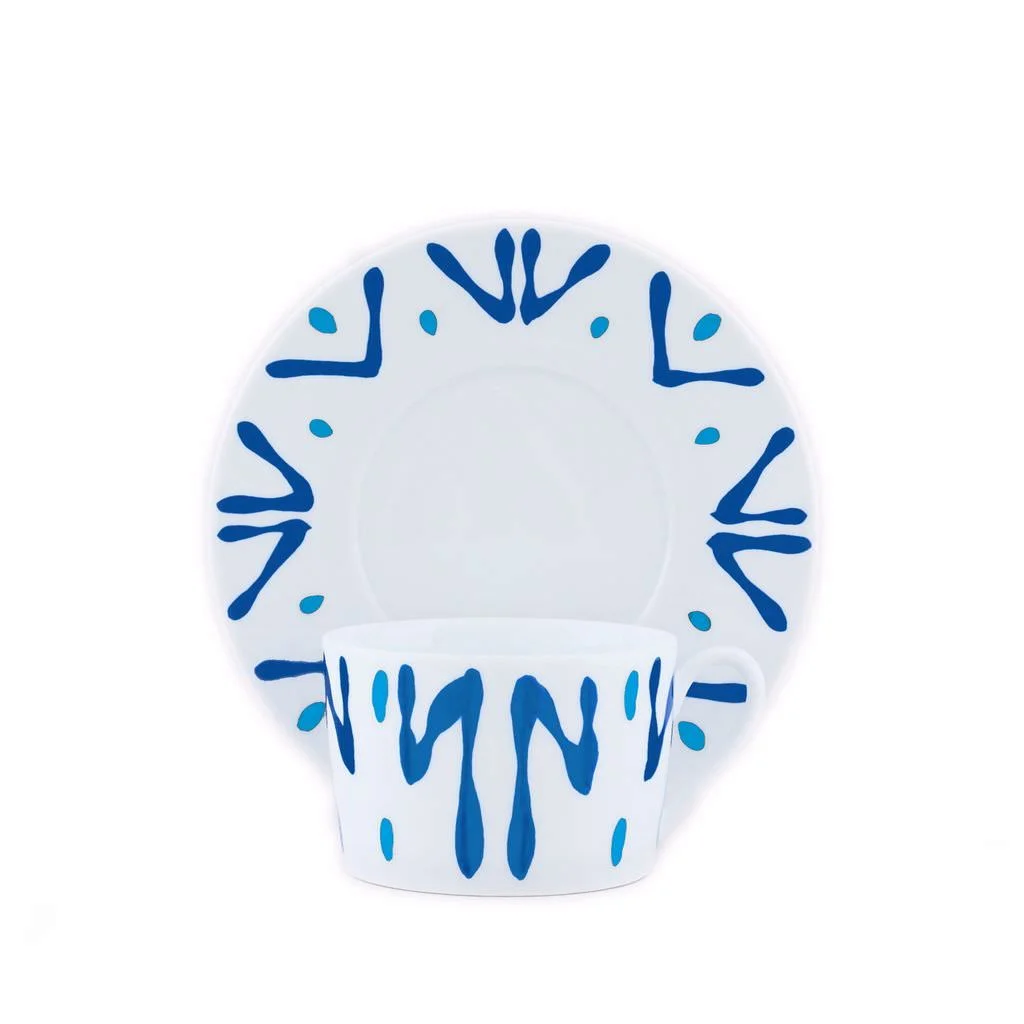 TASSE ET SOUCOUPE THE BLEU CANARD - TEA CUP AND SAUCER BLEU CANARD