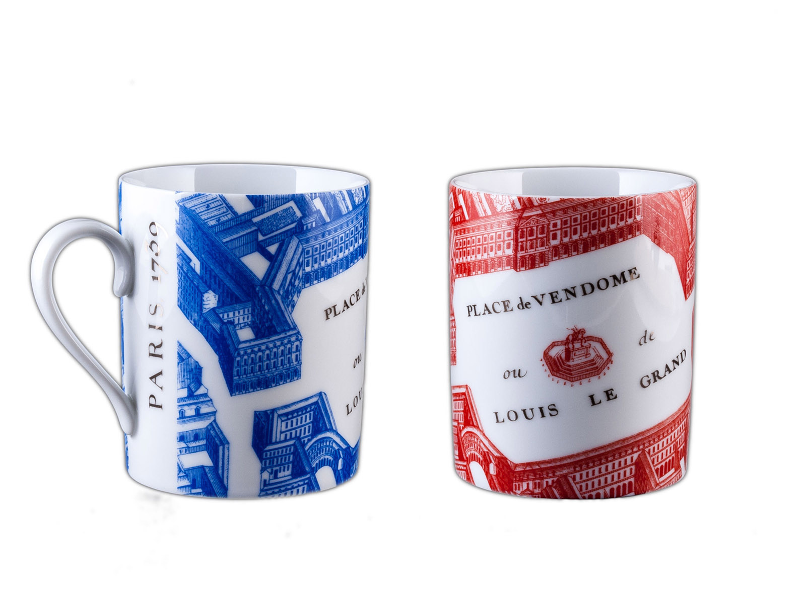 MUG PLACE VENDOME BLEU ROUGE - MUG PLACE VENDOME BLUE RED