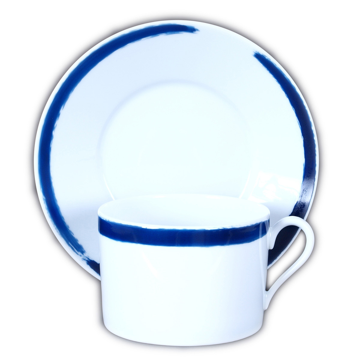 TASSE ET SOUCOUPE DEJEUNER BLEU DE FOUR - BREAKFAST CUP AND SAUCER BLEU DE FOUR