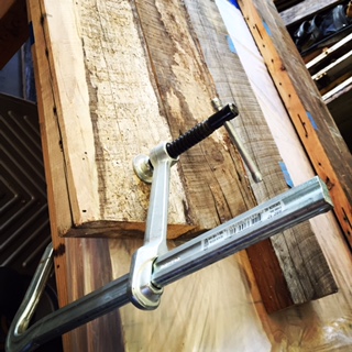 Handcrafted a Custom Mixed Reclaimed Hardwoods Kitchen Island Counter Top