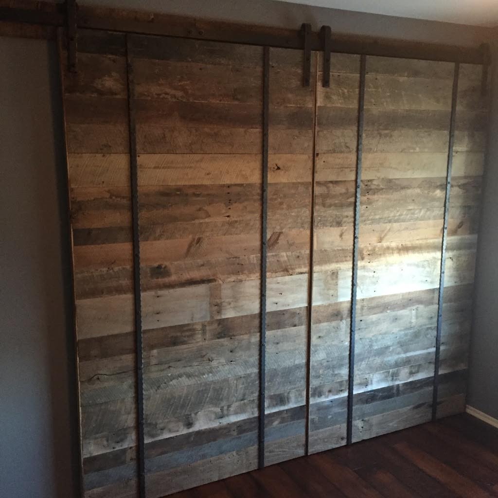 Here they are installed & hung! From our workshop at U.S. Reclaimed to their home as rolling track closet doors. These custom designed & hand crafted reclaimed wood barn doors are the accent piece of this new bedroom remodel & our customers couldn't have been more pleased with the final product!