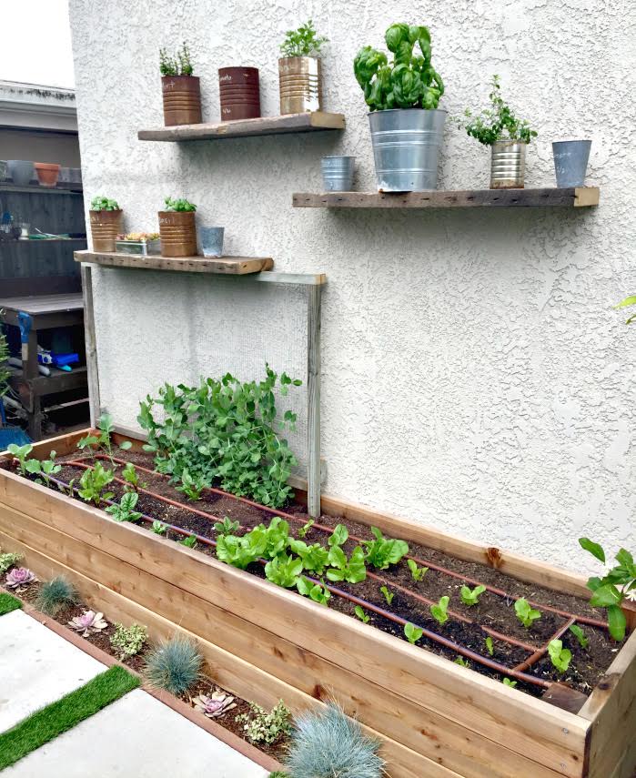 reclaimed wood floating shelves for gardening