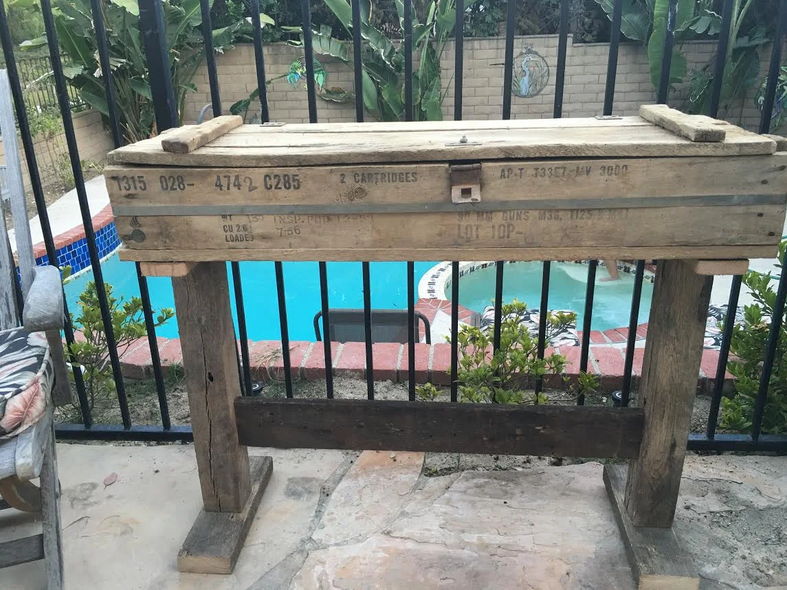 Vintage WWII ammo box and reclaimed wood transformed into a cooler