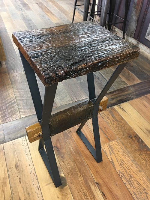 This bar stool is an example of one of the many styles of custom made seating using U.S. Reclaimed Wood. The seating can be designed and built based on your specifications. The end result is a lifetime piece of furniture and a wonderful work of art; the perfect addition to any area. U.S. Reclaimed Vintage Lumber & Wood Works offers a great selection of reclaimed wood to build and design custom pieces of furniture with a number of possibilities. Visit our website for some ideas or stop by the store.
