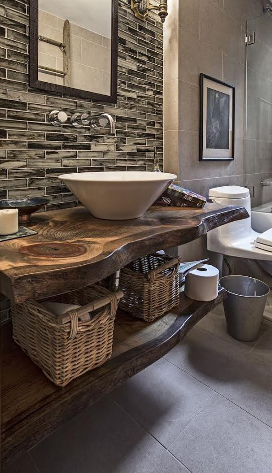 Live edge slabs give beauty to any area. Torrey Pine was used to create this unique and gorgeous vanity. U.S. Reclaimed, Vintage Lumber & Wood Works offers a variety of slabs and material to start on a custom vanity or any custom design! Visit the store or contact us to get started on your next custom reclaimed wood piece.