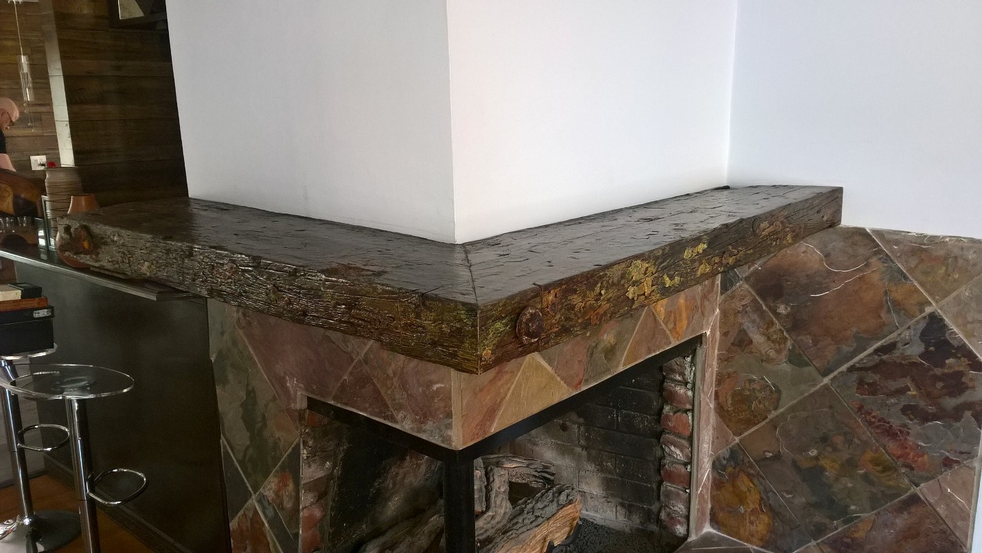 The mantel pictured above is a finished piece from our selection of barge wood. The barge wood is reclaimed wood from San Diego, California. The customer selected a piece with great marine colors. This particular piece of barge wood was finished with an oil base finish. The mantel selection available at U.S. Reclaimed, Vintage Lumber & Wood Works is extraordinary. Contact or visit the store today to get started on your next project.