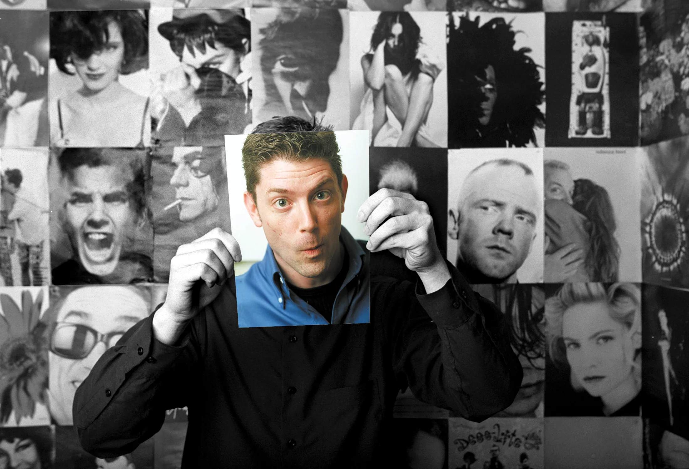  Portraits cover the walls of Jacksonville artist Steve Varble’s home office. Varble said he originally decorated his dorm room in college with magazine portraits and decided to continue the motif in his work place. 