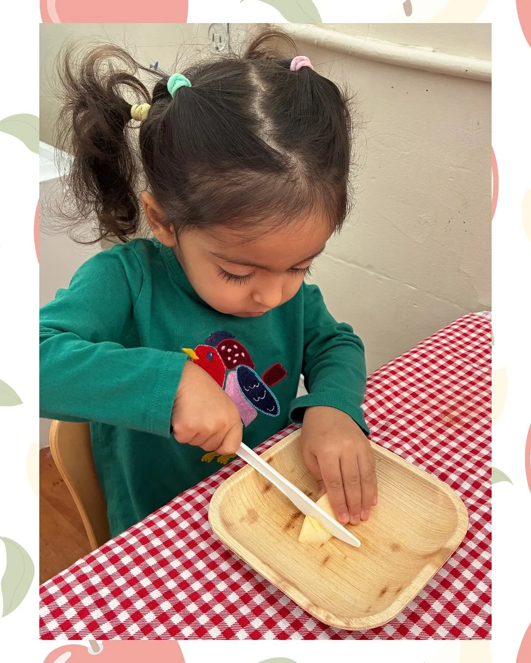 Last week the children in our Toddler Program used their practical life skills to make applesauce! The children honed their concentration and fine motor skills while slicing apples. Math and science concepts were also discussed and utilized. The chil