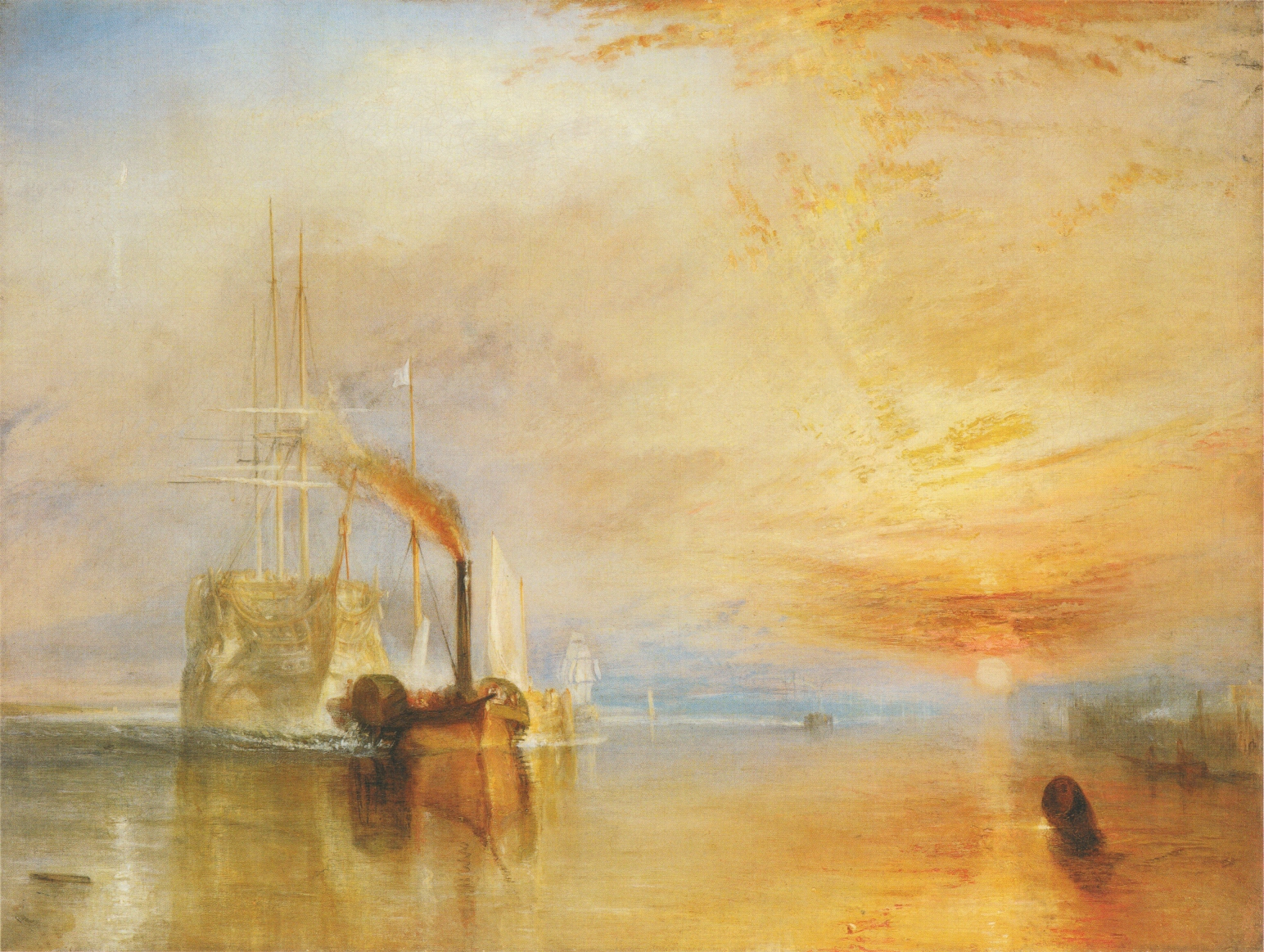 The Fighting Temeraire, by J.M.W. Turner (1838).  Despite being a celebrated member of the Royal Academy, Turner's use of light in his paintings was unusual for his time.